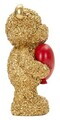 Statueta / figurina decorativa, Mauro Ferretti, Teddy Bear With Heart, 8.5x7x16 cm, polirasina, auriu/rosu