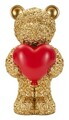 Statueta / figurina decorativa, Mauro Ferretti, Teddy Bear With Heart, 8.5x7x16 cm, polirasina, auriu/rosu