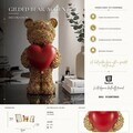 Statueta / figurina decorativa, Mauro Ferretti, Teddy Bear With Heart, 8.5x7x16 cm, polirasina, auriu/rosu