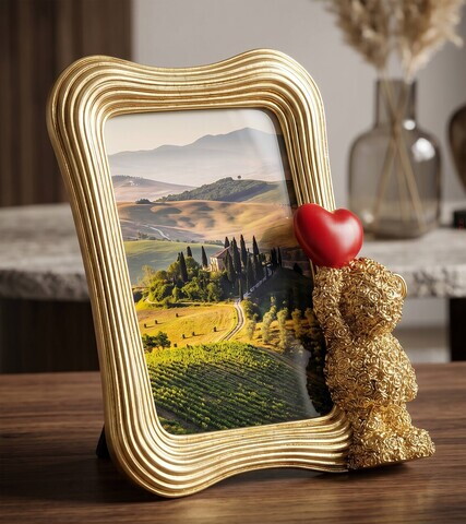 Rama foto, Mauro Ferretti, Teddy Bear, 10x15 cm, polirasina, auriu