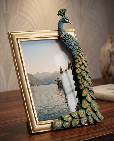 Rama foto, Mauro Ferretti, Eclectic-Style Peacock, 15x20 cm, polirasina, multicolor