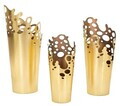 Set 3 vaze decorative, Mauro Ferretti, Glam Perforated Edge, 33x32.4x75.6 cm, fier, auriu