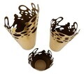 Set 3 vaze decorative, Mauro Ferretti, Glam Perforated Edge, 33x32.4x75.6 cm, fier, auriu
