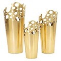 Set 3 vaze decorative, Mauro Ferretti, Glam Perforated Edge, 33x32.4x75.6 cm, fier, auriu