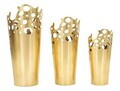 Set 3 vaze decorative, Mauro Ferretti, Glam Perforated Edge, 33x32.4x75.6 cm, fier, auriu