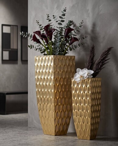 Set 2 vaze decorative, Mauro Ferretti, Petals, 40x40x100 cm, fier, auriu