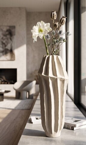 Vaza decorativa, Mauro Ferretti, Japan Style, 22x58 cm, polirasina, nisip