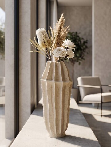Vaza decorativa, Mauro Ferretti, Japan Style, 19.5x44 cm, polirasina, nisip