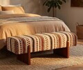 Bancheta, Mauro Ferretti, Ethnic, 120x45x43 cm, poliester/lemn masiv, multicolor