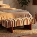 Bancheta, Mauro Ferretti, Ethnic, 120x45x43 cm, poliester/lemn masiv, multicolor