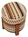 Taburet, Mauro Ferretti, Ethnic, 42x40 cm, poliester/lemn masiv, multicolor