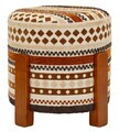 Taburet, Mauro Ferretti, Ethnic, 42x40 cm, poliester/lemn masiv, multicolor