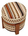 Taburet, Mauro Ferretti, Ethnic, 42x40 cm, poliester/lemn masiv, multicolor
