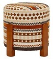 Taburet, Mauro Ferretti, Ethnic, 42x40 cm, poliester/lemn masiv, multicolor