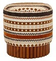 Taburet, Mauro Ferretti, Ethnic, 40x40 cm, poliester/lemn masiv, multicolor
