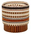 Taburet, Mauro Ferretti, Ethnic, 40x40 cm, poliester/lemn masiv, multicolor