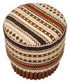 Taburet, Mauro Ferretti, Ethnic, 40x40 cm, poliester/lemn masiv, multicolor