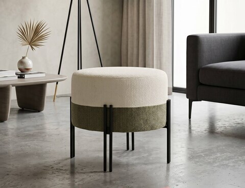 Taburet, Mauro Ferretti, Modern Two-Tone, 49x42 cm, poliester/MDF, crem/gri