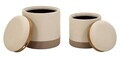 Set 2 taburete cu spatiu de depozitare, Mauro Ferretti, Nordic Style, 40x47 cm, poliester/MDF, maro