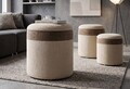 Set 3 taburete cu spatiu de depozitare, Mauro Ferretti, Nordic Style, 39x47 cm, poliester/MDF, maro