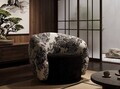 Fotoliu, Mauro Ferretti, Oriental Style, 90x78x74 cm, poliester/lemn de pin, negrul/alb