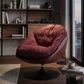 Fotoliu rotativ, Mauro Ferretti, Retro Style, 78x78x84 cm, poliester/lemn de pin, bordo