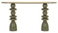 Consola, Mauro Ferretti, Seoul Green Glow, 150x45x77.5 cm, metal/MDF, verde/maro