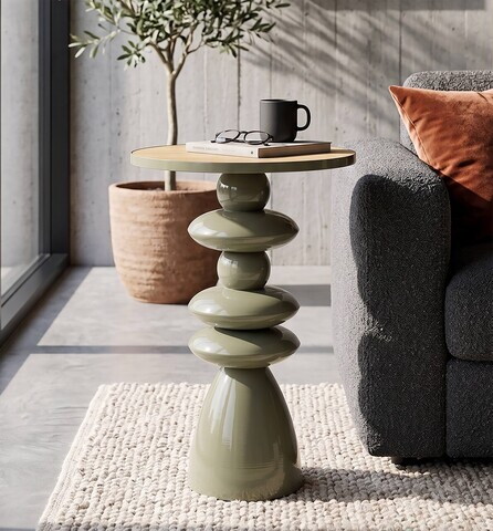 Masuta de cafea, Mauro Ferretti, Seoul Green Glow, 45.5x63 cm, metal/MDF, verde/maro
