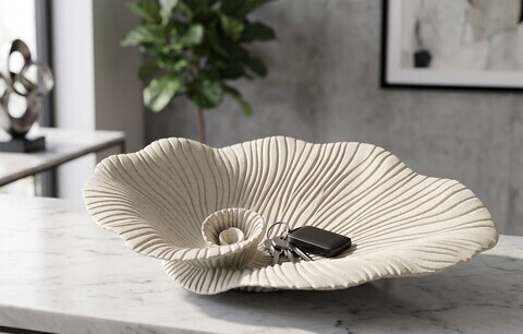 Bol decorativ, Mauro Ferretti, Petal, 39x24x8.5 cm, polirasina, nisip