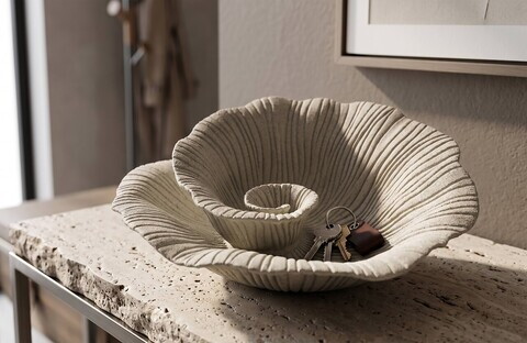 Bol decorativ, Mauro Ferretti, Petal, 34x13x29.5 cm, polirasina, nisip