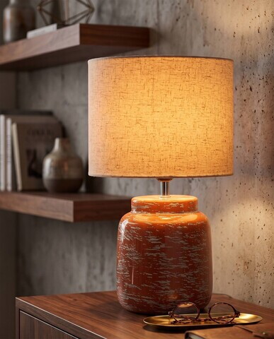 Lampa de masa, Mauro Ferretti, Contemporary Style, 27x47.5 cm, ceramica/fier, portocaliu