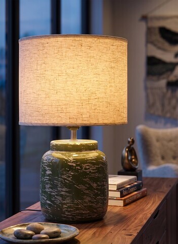 Lampa de masa, Mauro Ferretti, Contemporary Style, 27x47.5 cm, ceramica/fier, verde