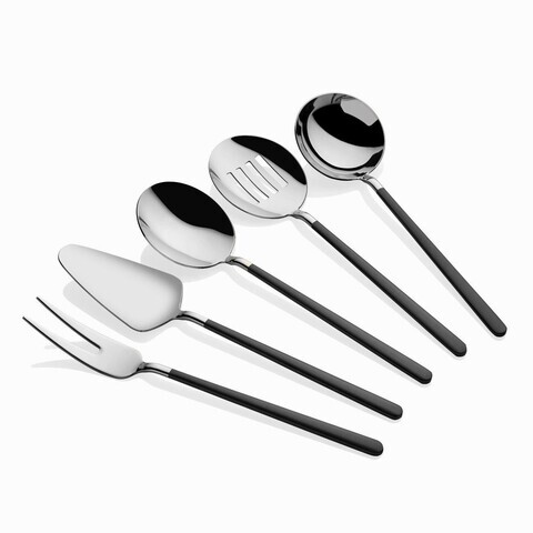 Set ustensile pentru gatit, Hermia, 645DRM1110, Inox, Polonic pentru sos: 20,5 cm (1 bucată), Argintiu / Negru