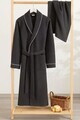 Set halat si prosop de baie, L'essentiel Maison, Soho, Bumbac/Poliester, Antracit
