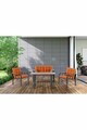 Set mobilier de gradina, Hanah Home, Nergiz 2+1+1, Metal, Portocaliu