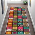 Covor, Wooylk0089, 80x250 cm, Poliester, Alb / Portocaliu / Verde / Galben / Fuchsia