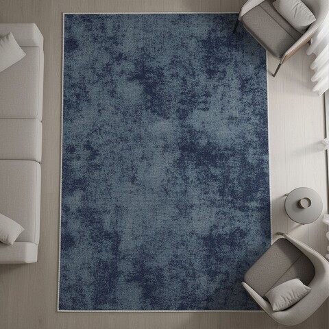 Covor, Exfab210, 80x120 cm, Poliester, Gri/Albastru Marin