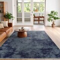 Covor, Exfab210, 80x120 cm, Poliester, Gri/Albastru Marin