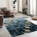 Covor, Exfab215, 160x230 cm, Poliester, Alb / Verde / Auriu