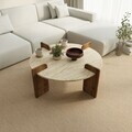 Masuta de cafea, Hanah Home, Avoure, 90x35x90 cm, PAL MELAMINAT, Travertin / Nuc