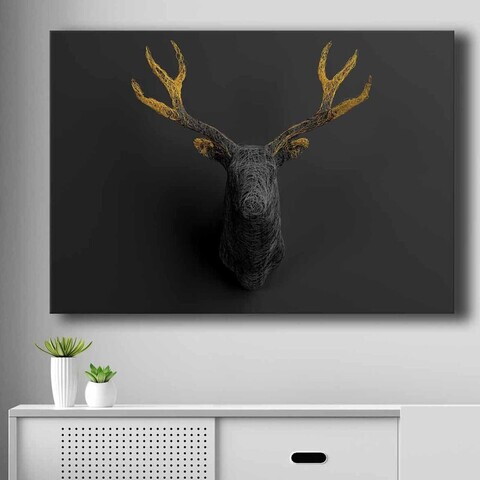 Tablou decorativ, 70100NISC-024, Canvas, Lemn, Aur/Negru