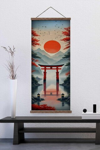Tablou decorativ, ARTJPNPSTRDK16, Lemn masiv, Pictura pe canvas, Multicolor
