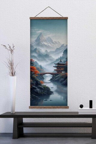 Tablou decorativ, ARTJPNPSTRDK22, Lemn masiv, Pictura pe canvas, Multicolor