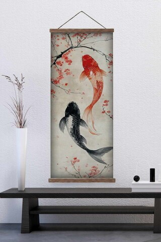 Tablou decorativ, ARTJPNPSTRDK5, Lemn masiv, Pictura pe canvas, Multicolor
