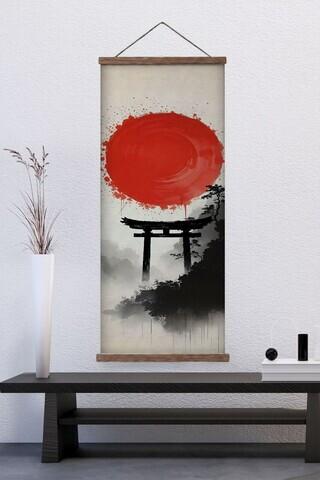 Tablou decorativ, ARTJPNPSTRDK10, Lemn masiv, Pictura pe canvas, Multicolor