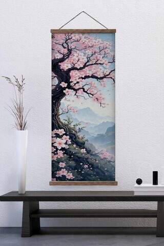 Tablou decorativ, ARTJPNPSTRDK14, Lemn masiv, Pictura pe canvas, Multicolor
