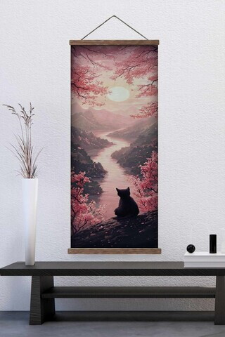 Tablou decorativ, ARTJPNPSTRDK23, Lemn masiv, Pictura pe canvas, Multicolor