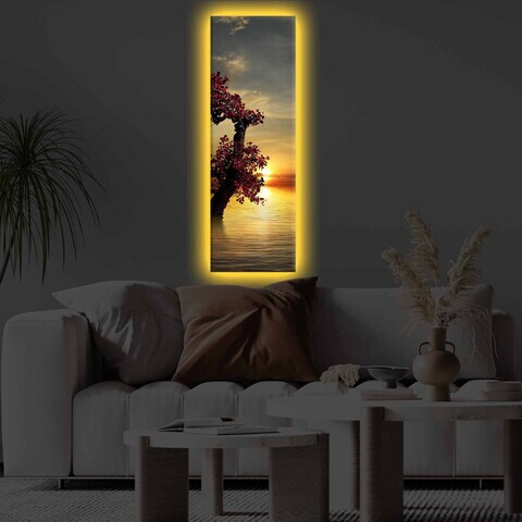 Tablou decorativ cu lumina LED, 3090KTLGDACT, PÂNZĂ DE POLIESTER, 30 x 90 cm, Multicolor