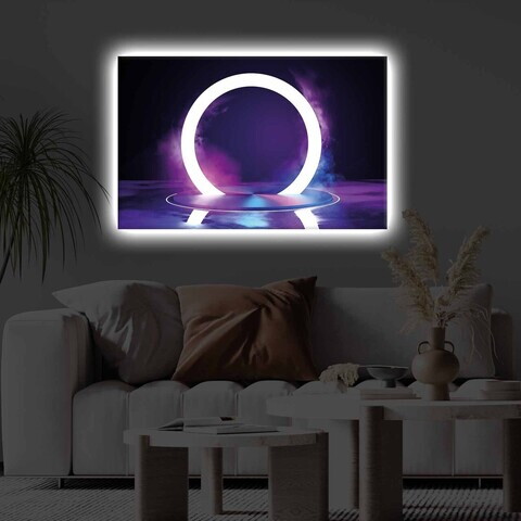 Tablou decorativ cu lumina LED, 4570KTLGDACT, PÂNZĂ DE POLIESTER, Dimensiune: 45 x 70 cm, Multicolor