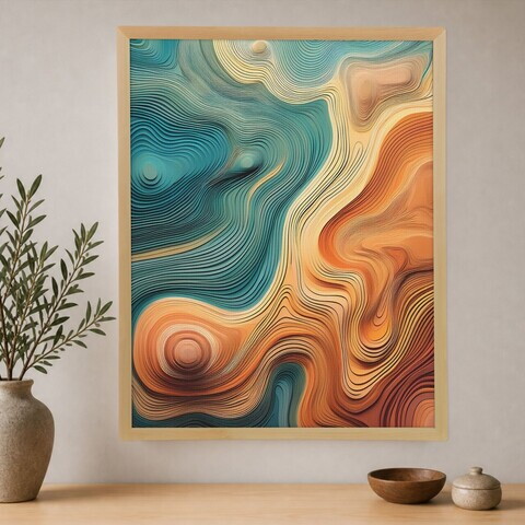 Tablou decorativ, Cc-D-Ah-1001 45 x 60, Canvas, Cadru: 100% LEMN (Grosime: 18 mm), Multicolor